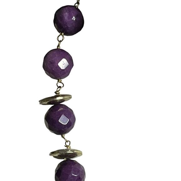 W/A Studios Faceted Amethyst Round Gemstones Necklace Gold Tone 20" 250 Carats - Picture 4 of 12